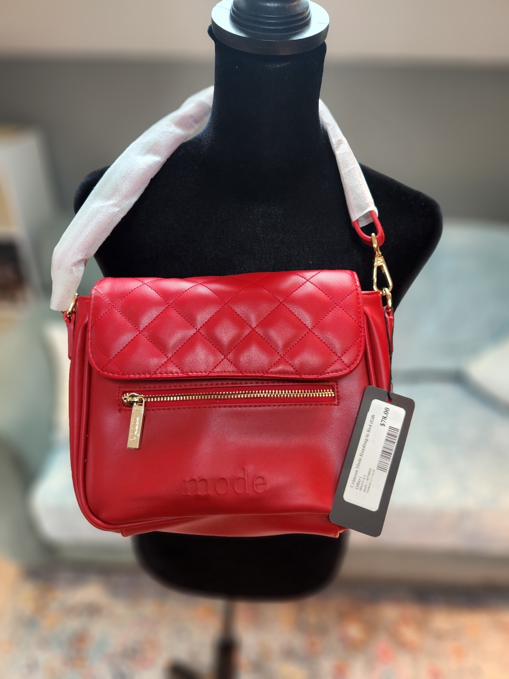 Wantable Mode Quilted Flap Crossbody Bag in Red NEW NWT